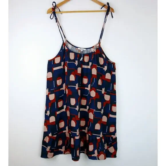 Madewell SZ M Lightestspun Tie Strap Ruffle Hem Cover Up Dress Color Collage NWT - Picture 5 of 7